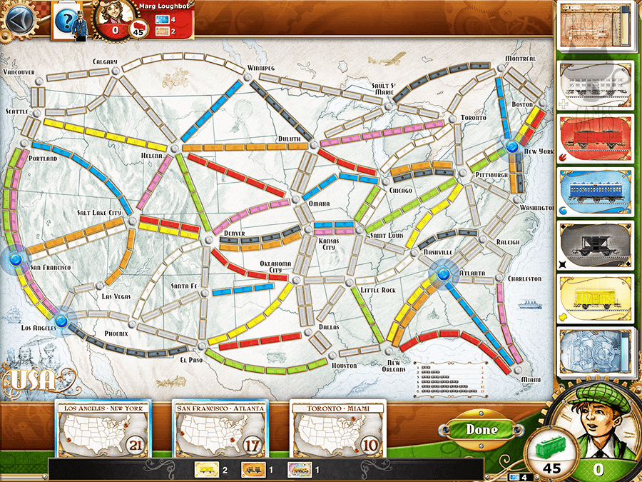 Ticket to Ride is a really well-known introductory board game made by Days of Wonder. The mobile version is a great translation of a really fun board game, assuming you have someone to play with! || via graycatgames.com #boardgames #games #gaming #daysofwonder #tickettoride #mobile #ipad #ios